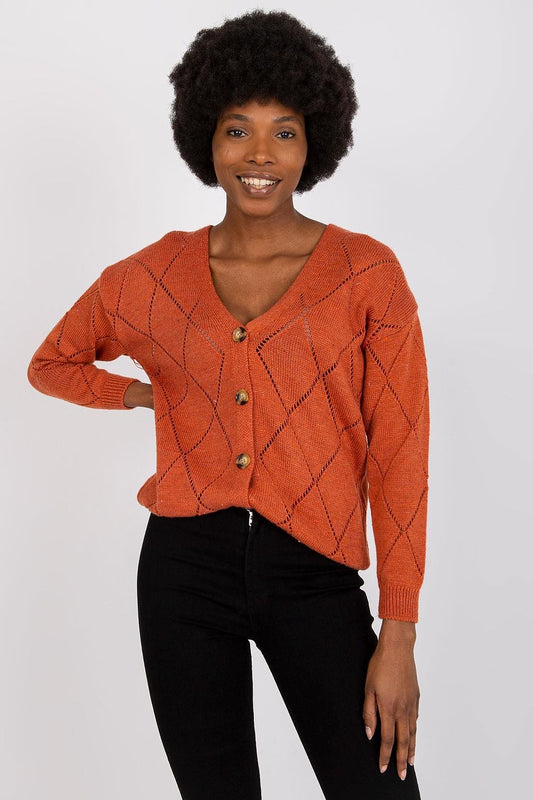  Sweter Damski Model LC-SW-A10.26X Dark Orange - Rue Paris 